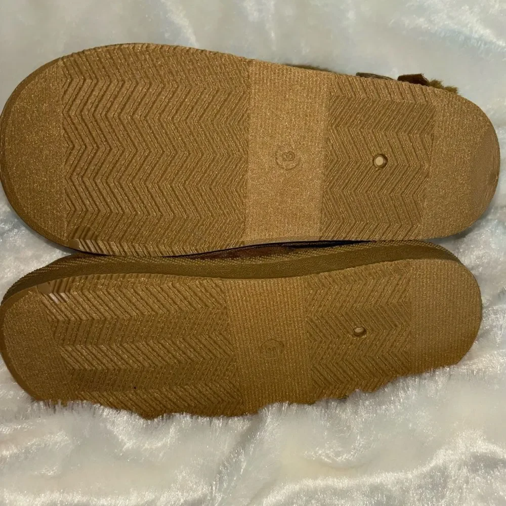 Plush Faux Fur Brown Boots With Silver Stars size 3 NIB